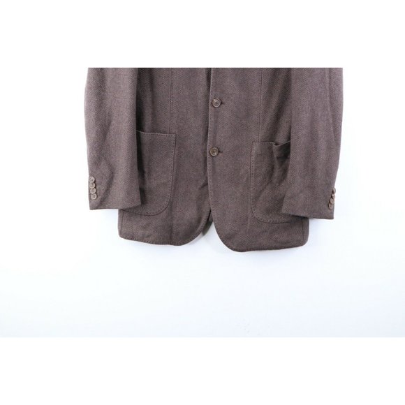 Phineas Cole 3 Button Silk Cashmere Double Vent Sport Coat Jacket Brown - Picture 3 of 10